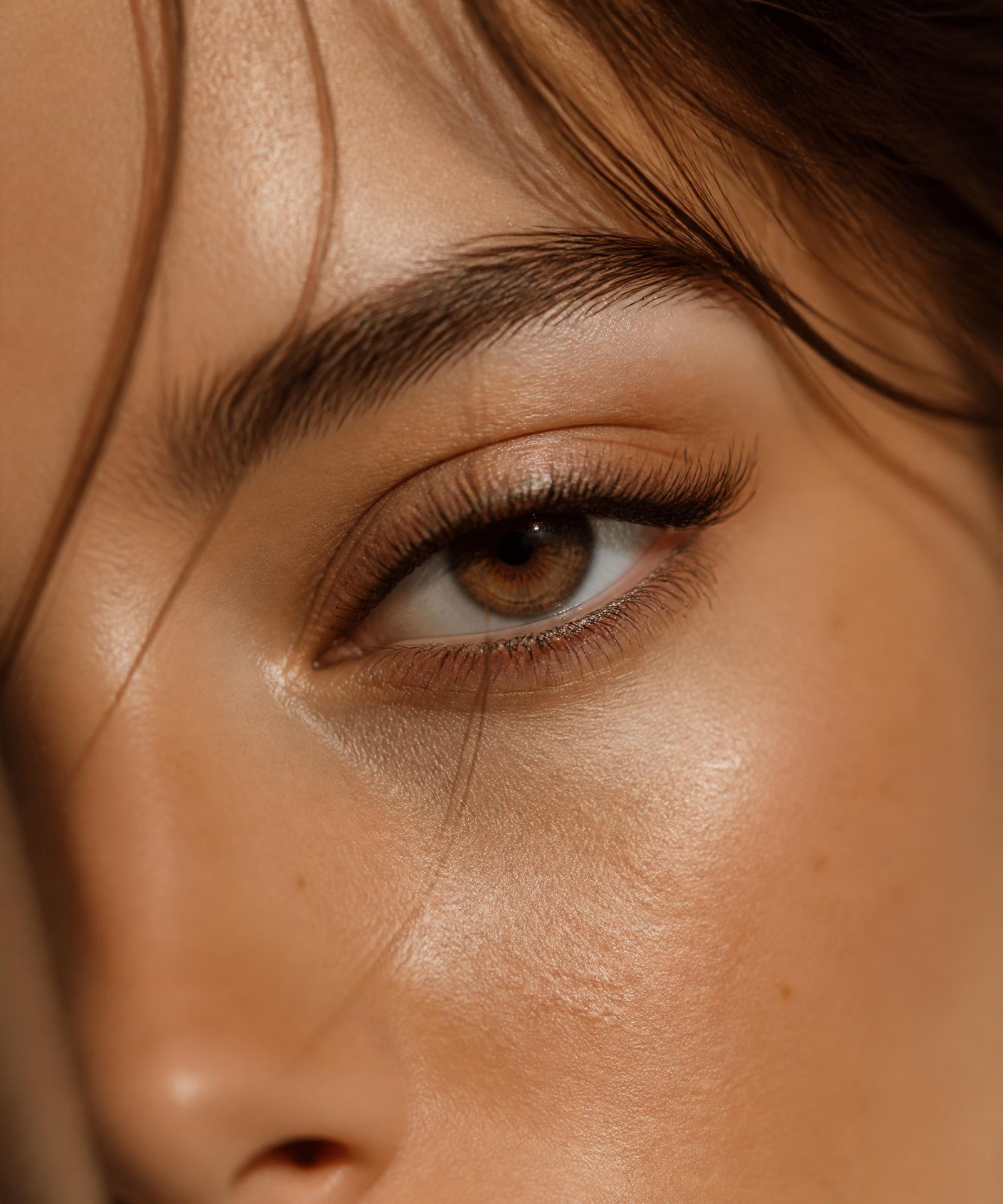 Close-up of individual lash extensions